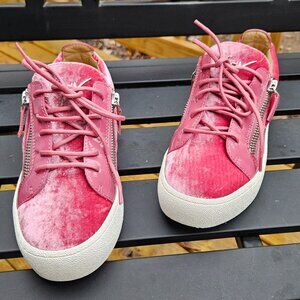 Giuseppe Zanotti Mauve Crushed Velvet and Patent Lthr Sneakers EU 37